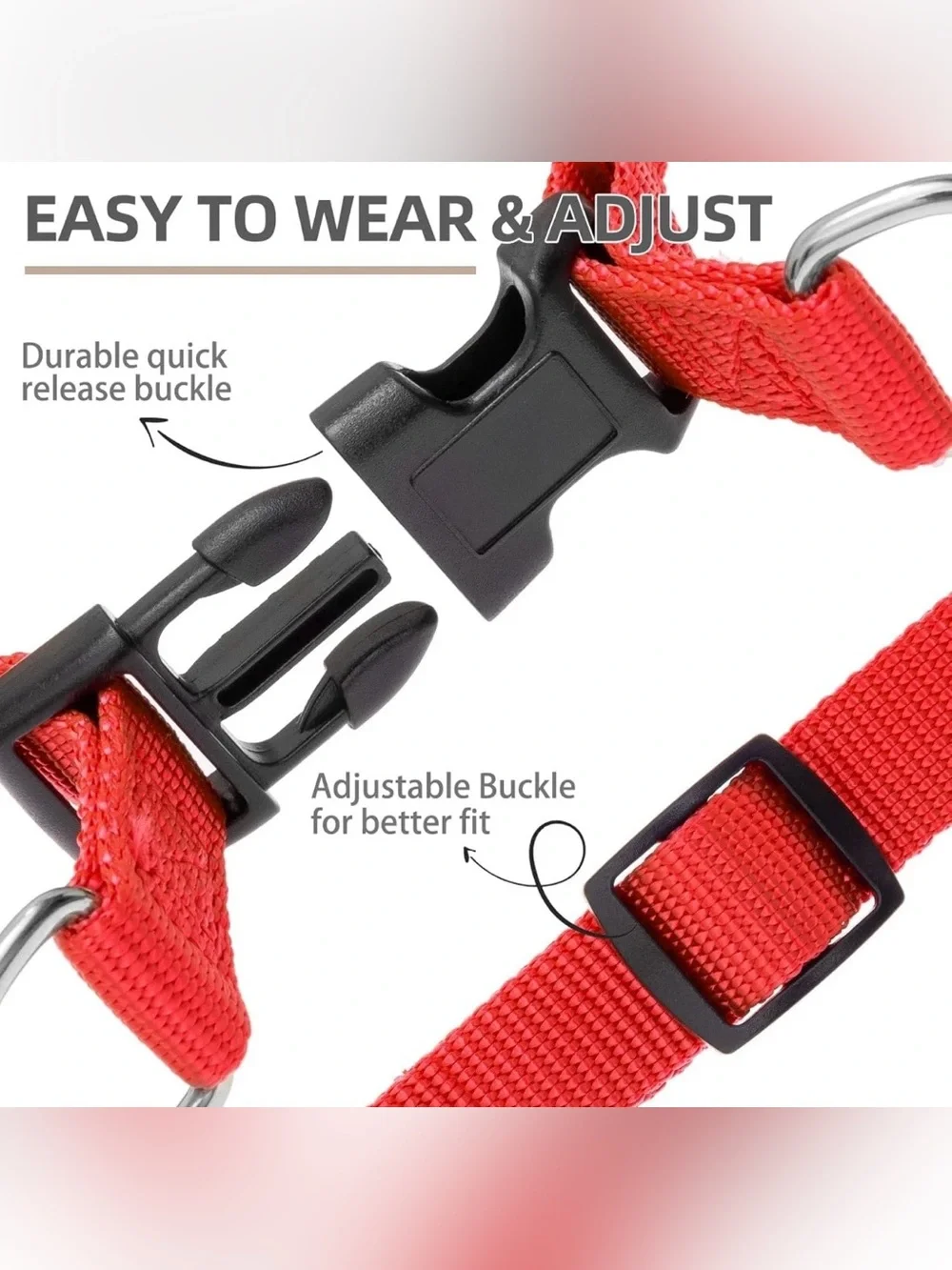 NWT Pupteck Red 1” x 6’ No-Pull Dog Harness for Medium to Large Breeds